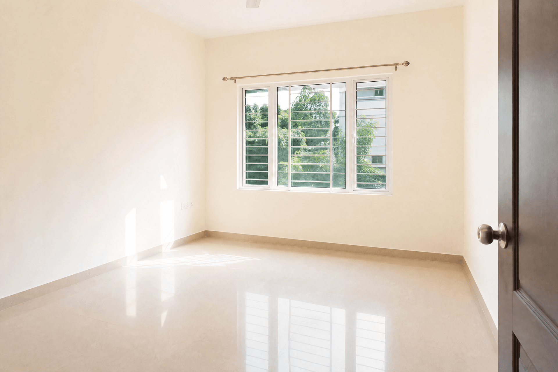 An empty freshly cleaned rented flat room ready for handover